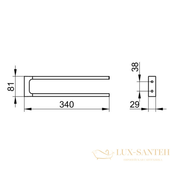 держатель для полотенец keuco edition 11 11119010000, 340 мм, двойной, неповоротный, латунь, хром