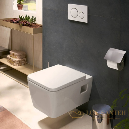 унитаз подвесной, hansgrohe elupura original q, 60208450, 540х360 безободковый с сиденьем без микролифта, белый глянцевый