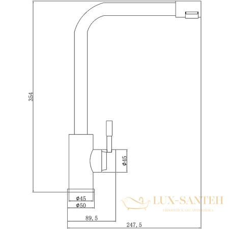 смеситель zorg steel hammer sh 5191 inox для кухни, нержавеющая сталь