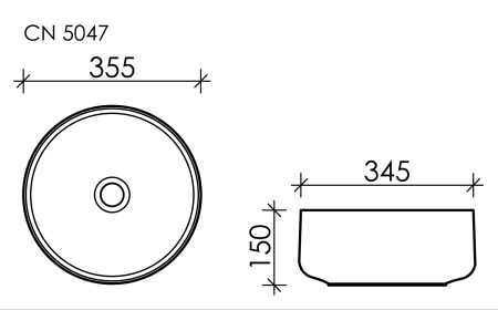 умывальник чаша накладная круглая белый,  element 355*355*150мм cn5047