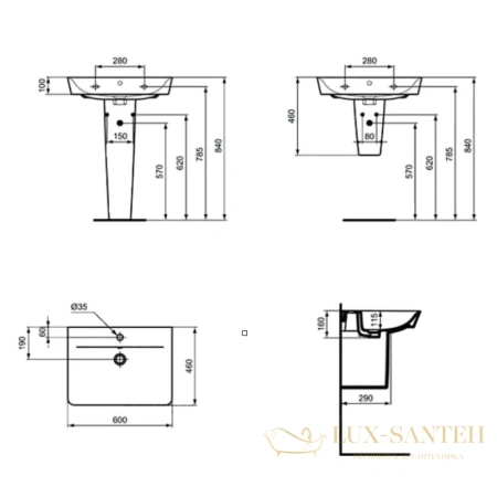 раковина ideal standard connect air cube e074201 60 см, белый