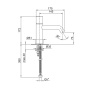смеситель для раковины, fantini nostromo, 50 93 e903wf, 1 отв., без донного клапана, излив 145мм, нержавеющая сталь