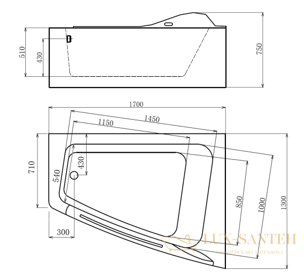 ванна акриловая гидромассажная gemy g9056 o r, белый