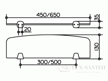 полка для ванной keuco city.2 02710009600, 650х6х125 мм, хрустальное стекло