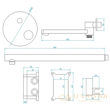 душевая система rgw shower panels 51140855-04 sp-55b, черный матовый