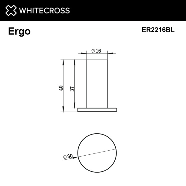 крючок whitecross ergo er2216bl, черный мат