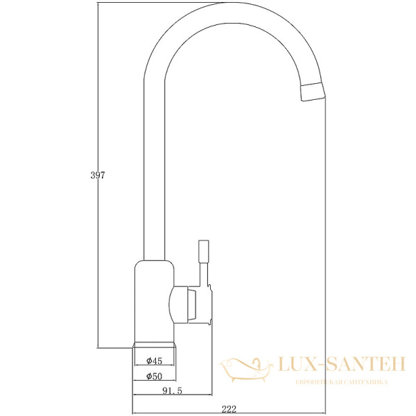 смеситель zorg steel hammer sh 5188 inox для кухни, нержавеющая сталь