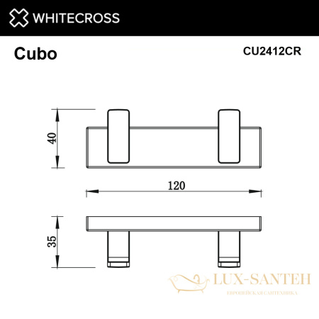 крючок двойной whitecross cubo cu2412cr, хром