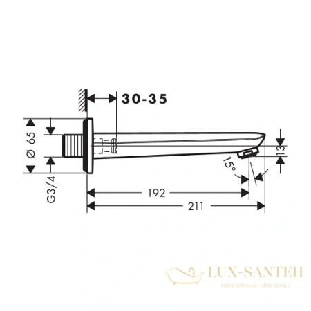 излив для ванной hansgrohe novus 71320000, хром