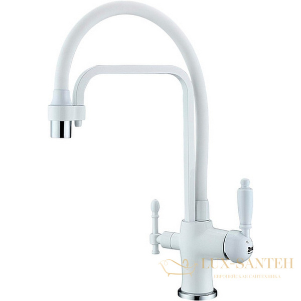 смеситель zorg sanitary zr 342-8 yf white для кухни, белый