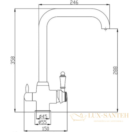 смеситель zorg steel hammer sh725inox для кухни, сталь