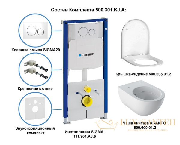 комплект унитаз с инсталляцией geberit acanto 500.301.kj.a