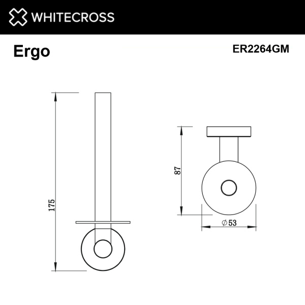 держатель запасного рулона туалетной бумаги whitecross ergo er2264gm, оружейная сталь