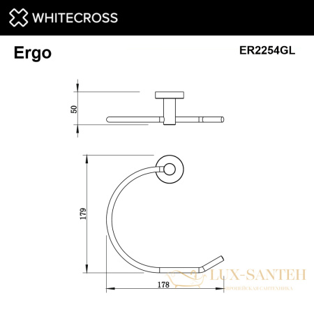 полотенцедержатель кольцо whitecross ergo er2254gl, золото