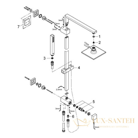 душевая система grohe euphoria cube 27696000, хром