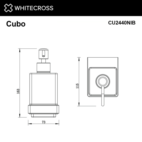 дозатор для жидкого мыла подвесной whitecross cubo cu2440nib, брашированный никель