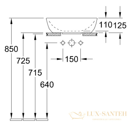 раковина накладная villeroy & boch artis 417943bct0 430 мм, powder 