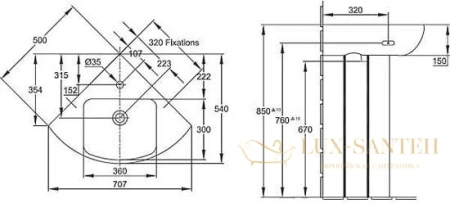 раковина угловая jacob delafon odeon up 50х50 e4710-00