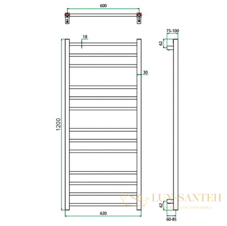 полотенцесушитель grota ecoclassik 63/120, хром