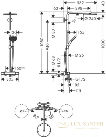 душевая система hansgrohe raindance select s showerpipe 240 27633140