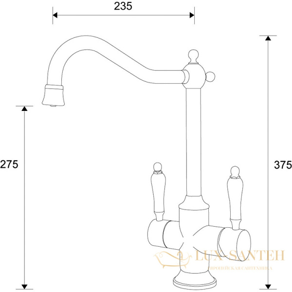 смеситель zorg sanitary zr344yfsteel для кухни, нержавеющая сталь