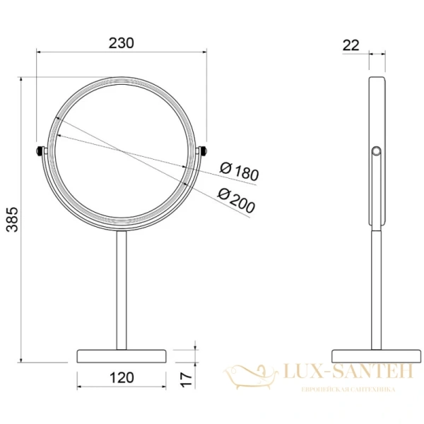 косметическое зеркало timo saona 13274/17 x 5, золотой матовый