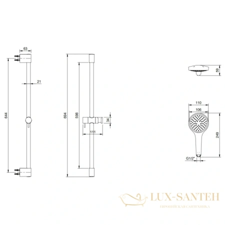 душевой гарнитур villeroy & boch embrace tvs1086000161, хром