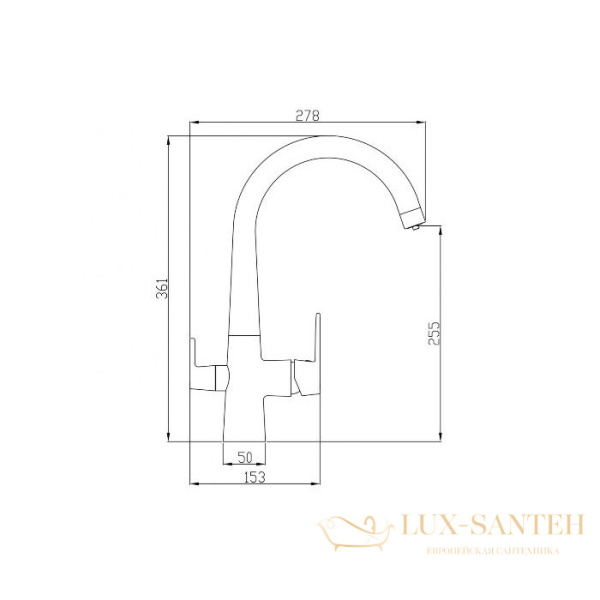 смеситель zorg steel hammer sh819blackbr для кухни, черный