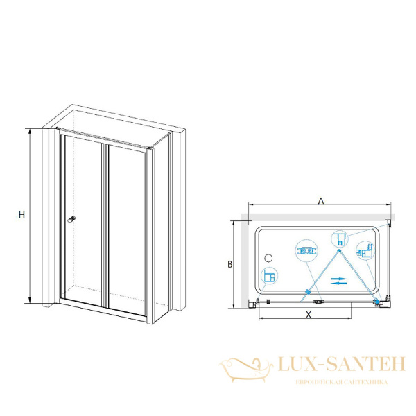 душевой уголок rgw classic 04093188-011 cl-31 80x80, профиль хром, стекло прозрачное