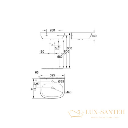 раковина grohe euro ceramic 39335000 600х480 мм, белый