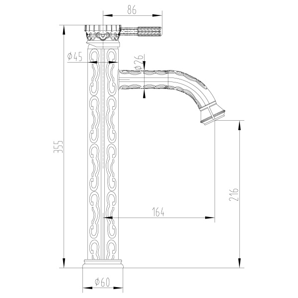 смеситель для умывальника lemark jasmine lm6609b монолитный, высокий, бронз