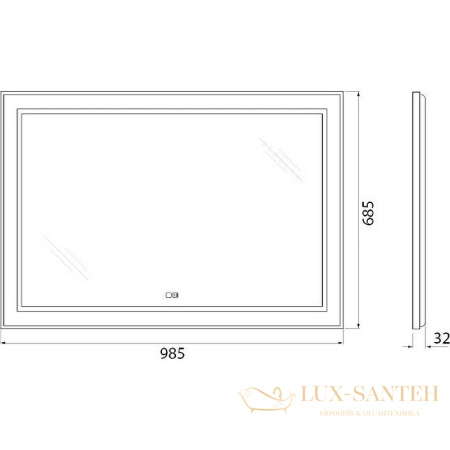 зеркало belbagno kraft spc-kraft-985-685-tch-warm-nero 98.5 см с подсветкой, с подогревом, с сенсорным выключателем, черный