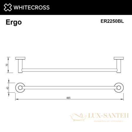 полотенцедержатель 450 мм. whitecross ergo er2250bl, черный мат