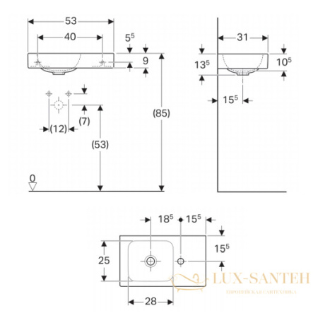 раковина geberit icon 124053000 530х310 мм, белый