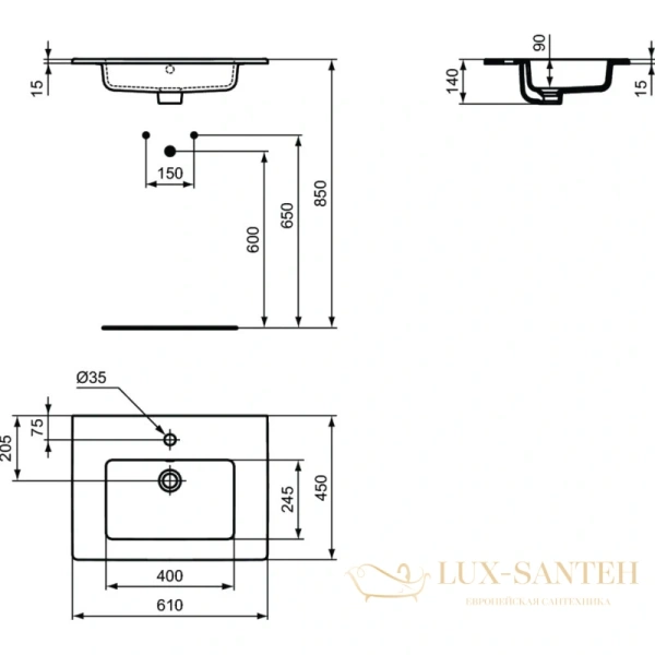 раковина ideal standard tempo e066801 61 см, белый