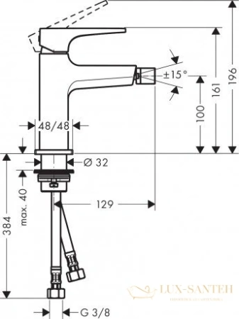 смеситель для биде hansgrohe metropol 32520700, белый матовый