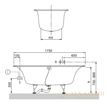 квариловая ванна villeroy & boch cetus 175х75 ubq175ceu7v-01, белый alpin