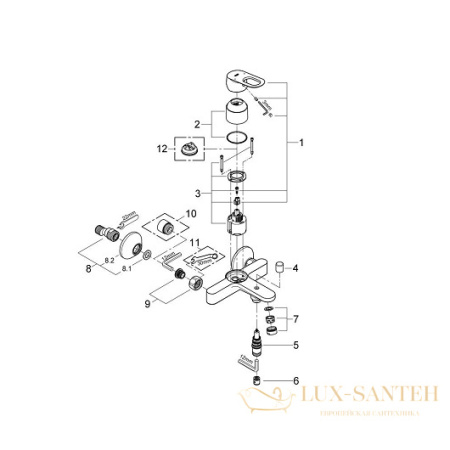 смеситель grohe bauloop 23341000 для ванны, хром