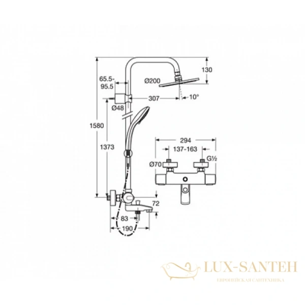 душевая система ideal standard idealrain pro a5778aa, хром