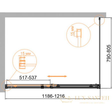 душевой уголок cezares duet soft-m duet soft-m-ah-1-120/80-c-cr 120x80 профиль хром, стекло прозрачное