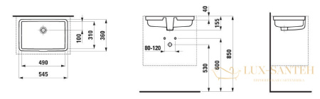 раковина laufen living 8.1243.0.000.109.1 встраиваемая снизу 49 см, белый глянцевый 