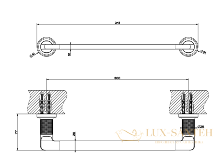 полотенцедержатель gessi inciso 58497.299 30 см, черный