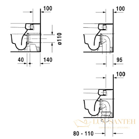 чаша приставного унитаза duravit happy d.2 2159090000, белый