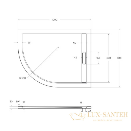 экран для поддона из искусственного мрамора cezares tray-as-rh-120/80-100-scr-l, белый