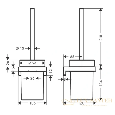 ёршик для унитаза hansgrohe addstoris 41752990 золото