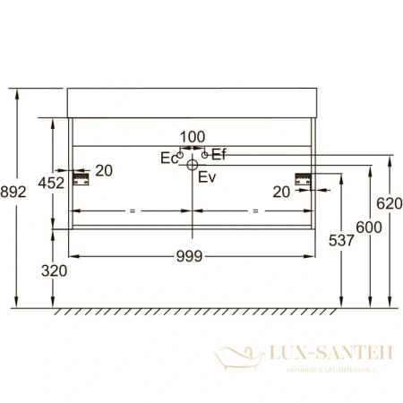 тумба jacob delafon vivienne eb1508-n18-e52 99,9 см, белый/дуб табак