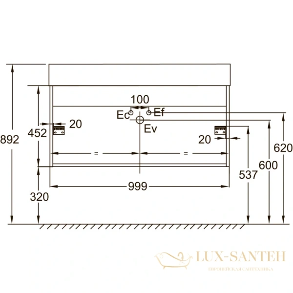 тумба jacob delafon vivienne eb1508-e52-e52 99,9 см, дуб табак