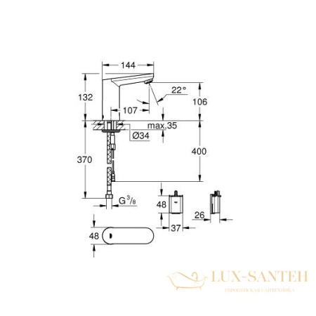 смеситель grohe eurosmart cosmopolitan 36330001 для раковины электронный, хром