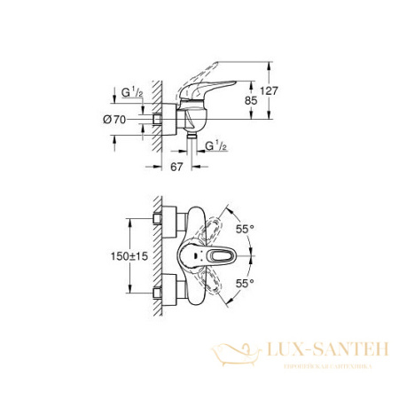 смеситель grohe eurostyle 33590ls3 для душа, белый