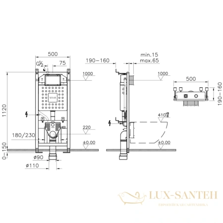 монтажный элемент vitra v12 762-5800-01 для подвесного унитаза 